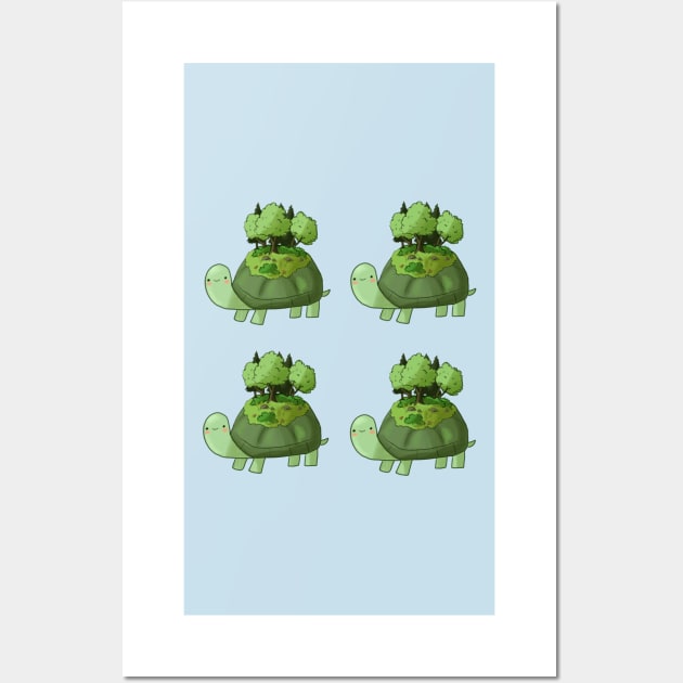 Cute turtle island pack Wall Art by Mayarart